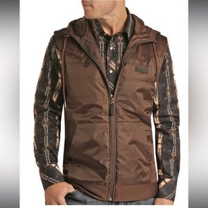 Rock and Roll Cowboy mens puffer hooded vest